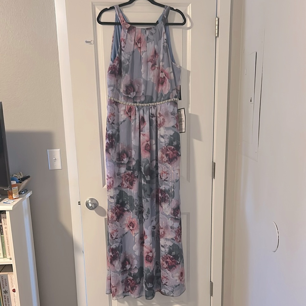 SLNY Floral Dress with Beaded Accents